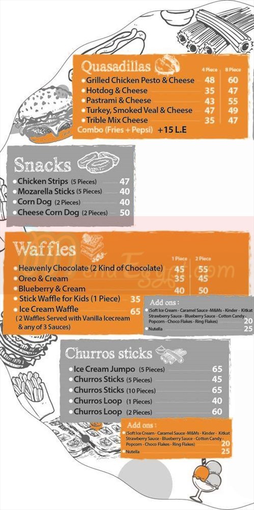 Snack Shack menu